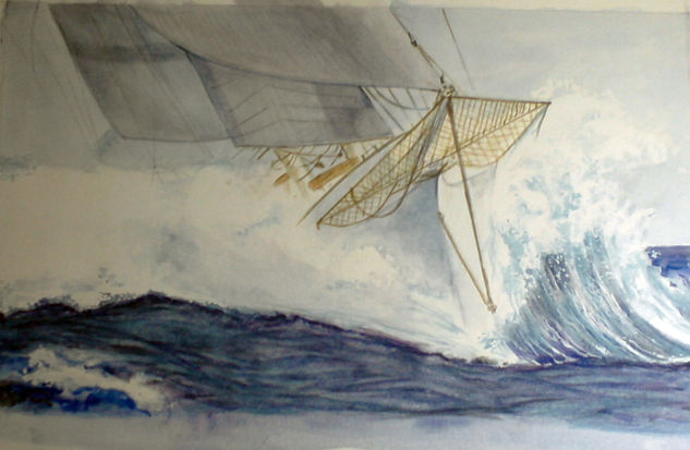 barco de vela Watercolour Paper Marine Painting