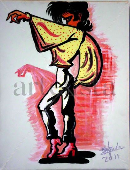 El bailaor amarillo Acrylic Canvas Portrait