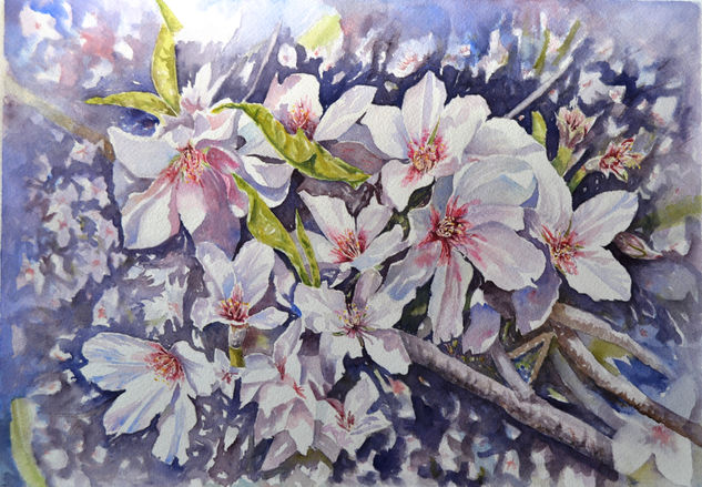 flores de almendro Watercolour Paper Floral Painting