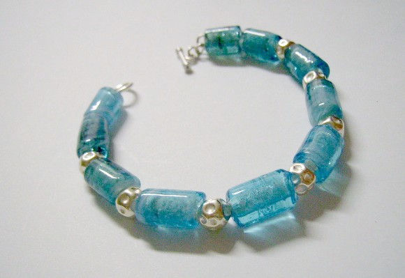 Pulsera de Plata con Murano Turquesa