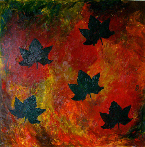 Invierno en rojo Oil Panel Floral Painting