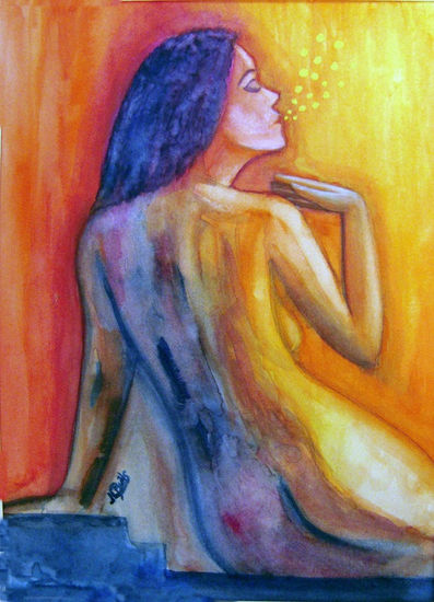 Burbujas de melancolía Watercolour Card Nude Paintings