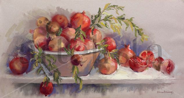 aparador de magranes Pastel Paper Still Life Paintings