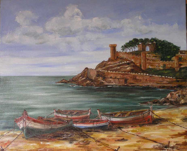 Castillo de Tossa Oil Canvas Marine Painting