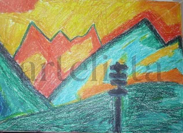 Paisaje cromático Pastel Papel Paisaje