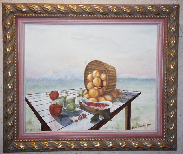 Bodegón de frutas al aire Oil Canvas Still Life Paintings