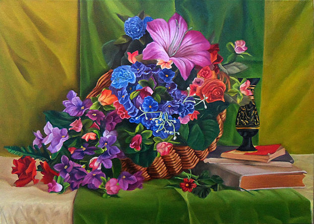 En Verde Oil Textile Still Life Paintings