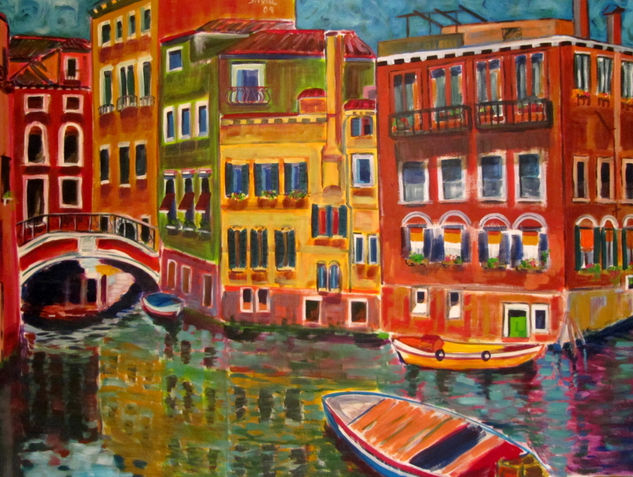 Rincón en Venecia Acrylic Canvas Landscaping