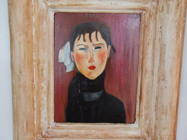 Mujer en negro Oil Textile Portrait