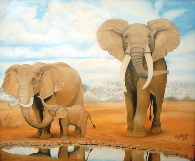 elefantes Oil Canvas Animals