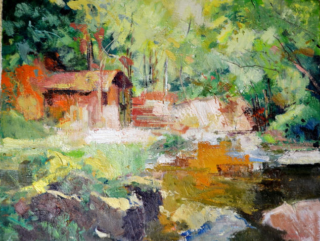 FONT PICANT DE SANT HILARI SACALM (CATALUNYA) Oil Canvas Landscaping