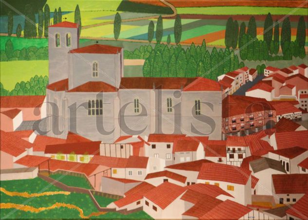 Vista de Peñaranda de Duero Oil Canvas Landscaping