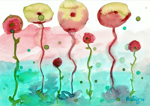 Flores amarillas Watercolour Card Floral Painting