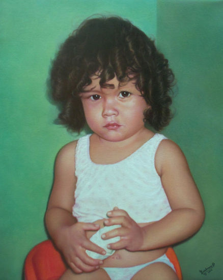 LA NIÑA DE LOS CRESPOS Oil Canvas Figure Painting