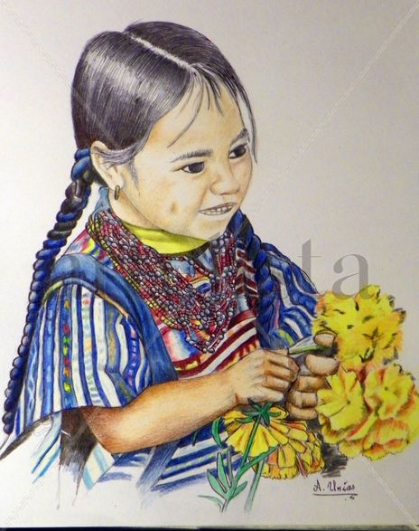 Niña con flores...