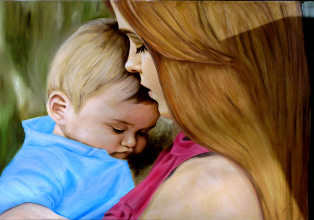 Amor de Madre Oil Canvas Portrait