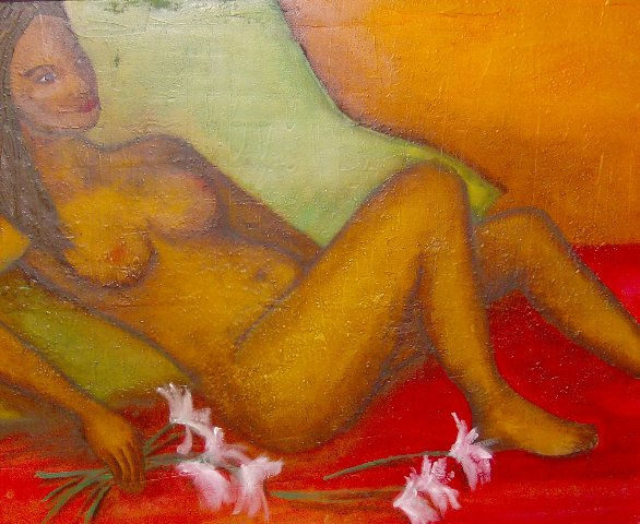 Mujer pensativa Óleo Lienzo Desnudos