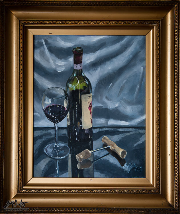red wine still life