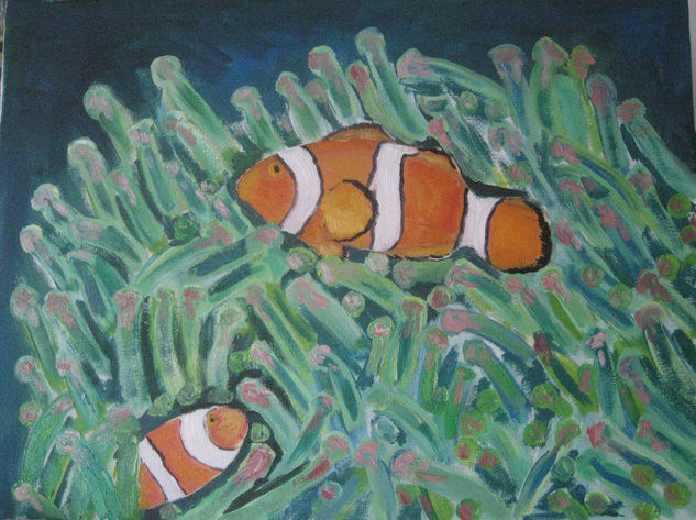 Pez payaso y anémona Oil Canvas Marine Painting