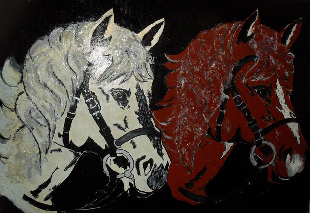 Los caballos 1 en relieve