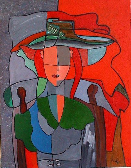 MUJER ENTRE RALLAS Oil Canvas Figure Painting