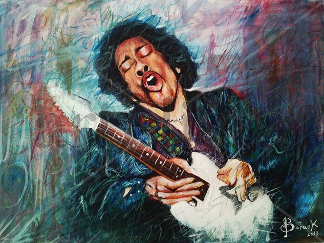 The Voodoo chile Hendrix Acrylic Canvas Portrait