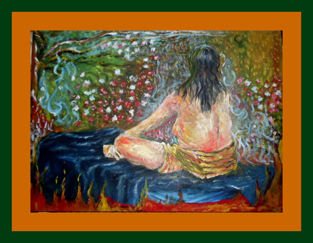 MUJER CHILENA Mixed media Textile Nude Paintings