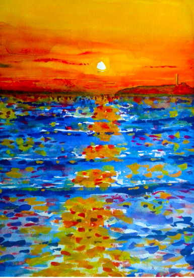 Atardecer en caños Acrylic Paper Marine Painting