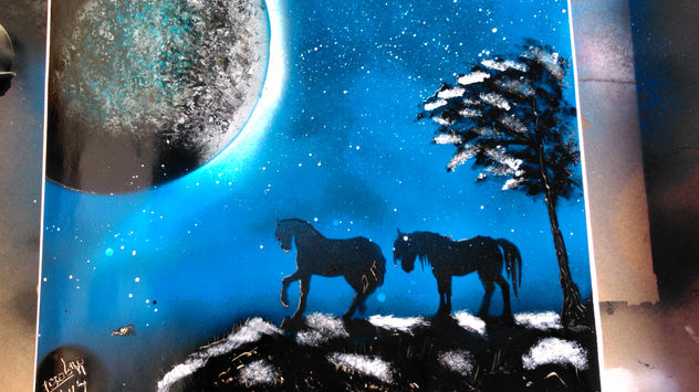 caballos y luna