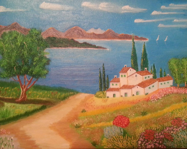 Pueblo al lado del mar Acrylic Canvas Landscaping