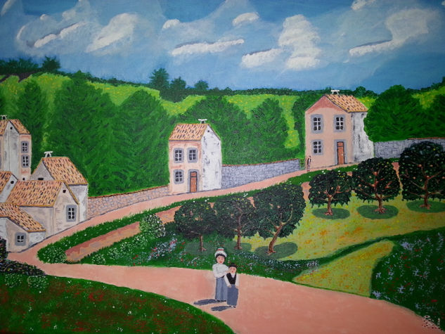 Casas aisladas. Acrylic Canvas Landscaping