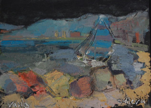 Playa en Cullera Oil Panel Marine Painting