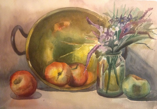 Cobre y lavanda Watercolour Paper Still Life Paintings