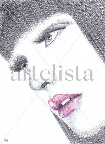 Mujer labios rojos 3 Tinta