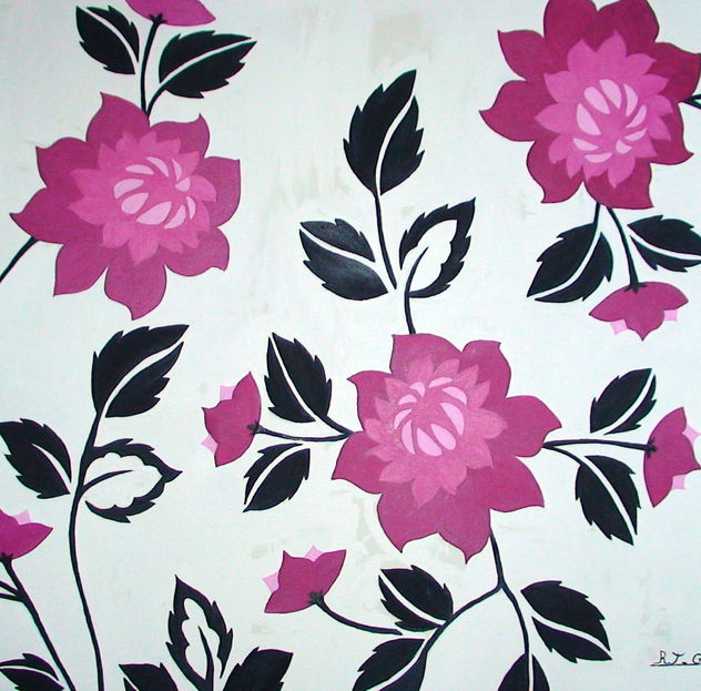 mural de flores fussia
