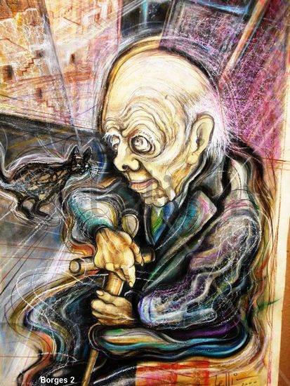 Borges 2 Media Mixta Papel Retrato