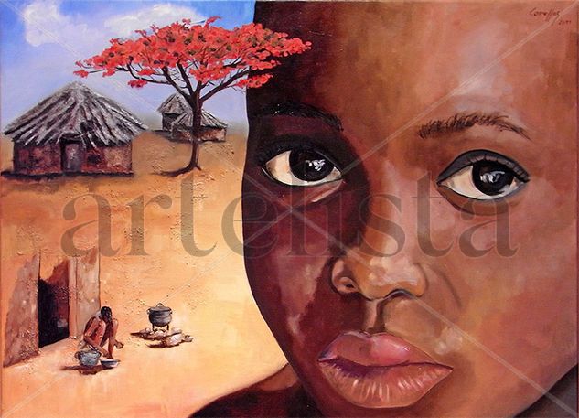 África Oil Canvas Portrait