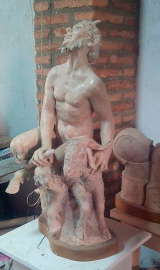 Fauno Pensativo Terracotta Figurative