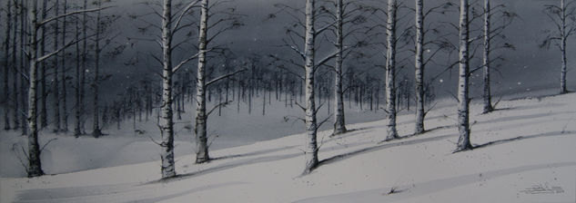 Abedules en Invierno Watercolour Paper Landscaping