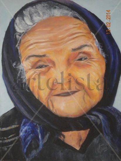 Abuela Griega Óleo Lienzo Retrato