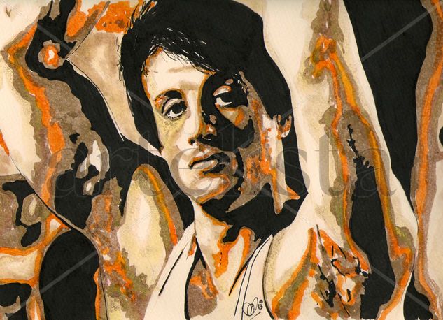 Sylvester Stallone Ink Paper Portrait