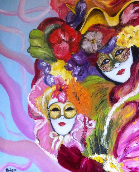 Venetian mask Oil Canvas Figure Painting