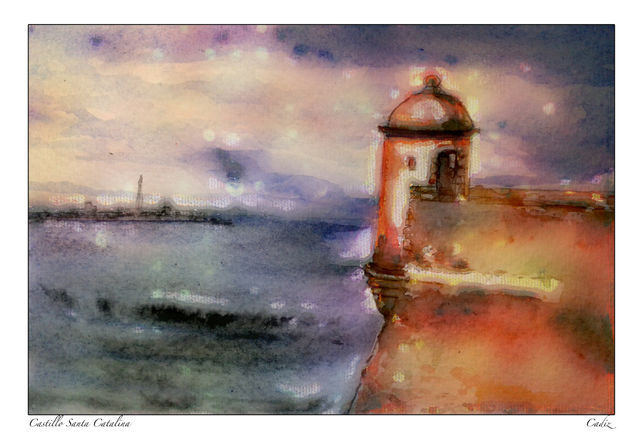 Torre Castillo Santa Catalina.Cadiz Watercolour Paper Marine Painting