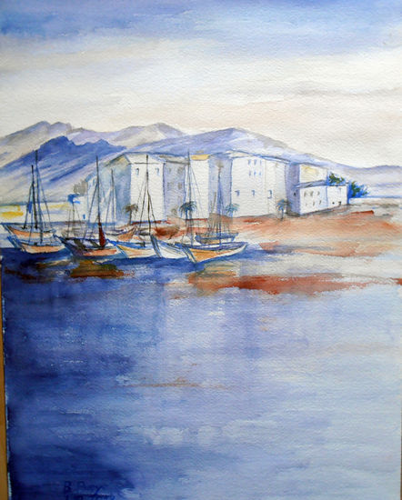 Sin título Watercolour Paper Marine Painting