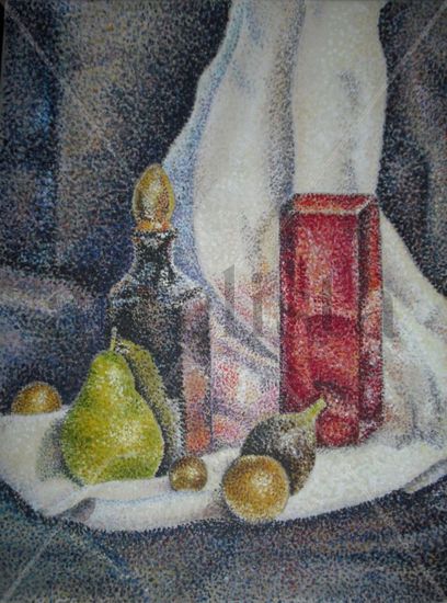 Bodegón puntillista Oil Textile Still Life Paintings