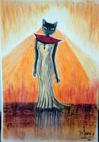 Feline Pastel Paper Figure Painting