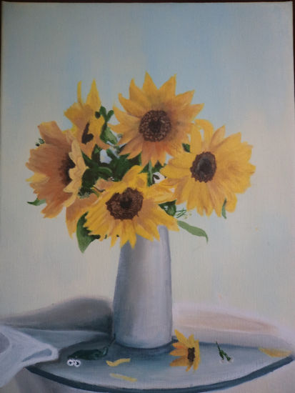 Girasoles otoñales Acrylic Canvas Floral Painting