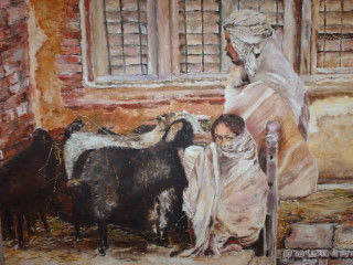 Jadala y sus cabras Oil Canvas Figure Painting