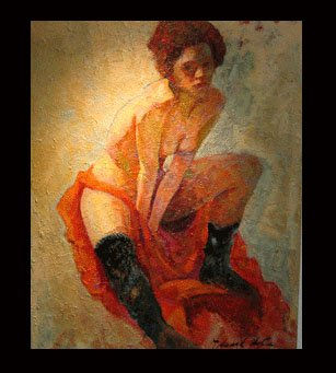 mujer con medias Oil Panel Nude Paintings