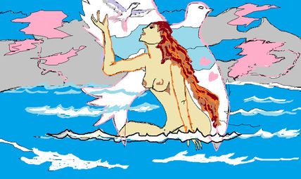 La mujer y paloma